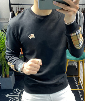 大牌卫衣男欧货高端纯棉清仓捡漏男装刺绣百搭圆领上衣服